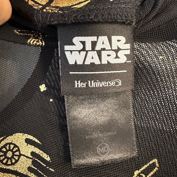 Lucasfilm 50th Anniversary Star Wars Gold & Black Death Star Mock Neck Dress - Picture 8 of 11